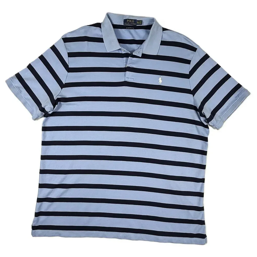 Polo Ralph Lauren mens classic fit blue striped polo shirt XXL